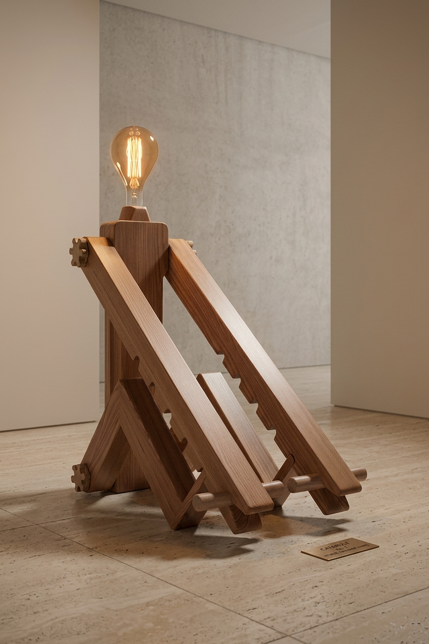 Julio Lux Temporis – Sculpture lumineuse articulée en bois suisse